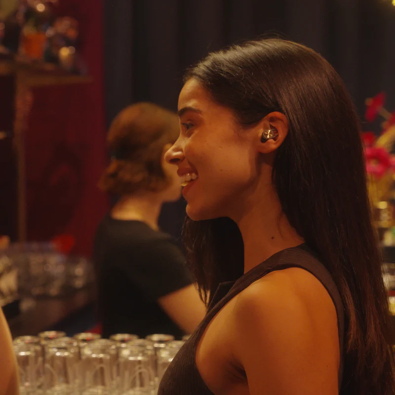 Hears product packaging and unboxing